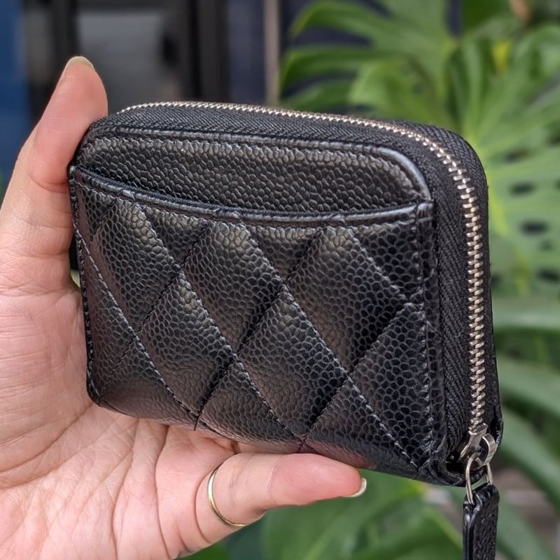 Chanel香奈兒經典菱格魚子醬小牛皮零錢包-3