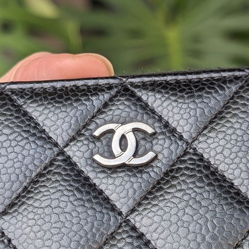 Chanel香奈兒經典菱格魚子醬小牛皮零錢包-4