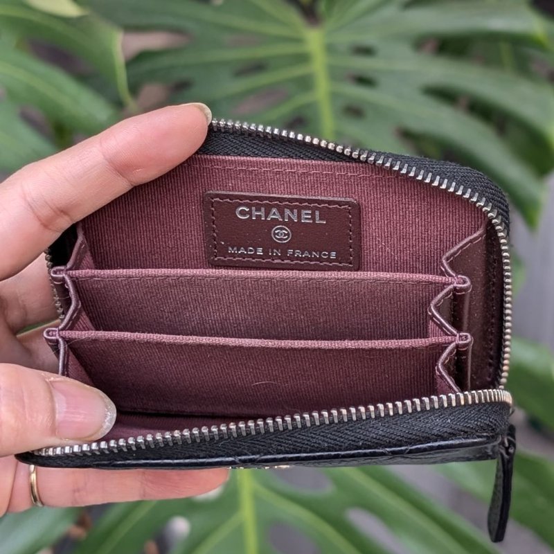 Chanel香奈兒經典菱格魚子醬小牛皮零錢包-7