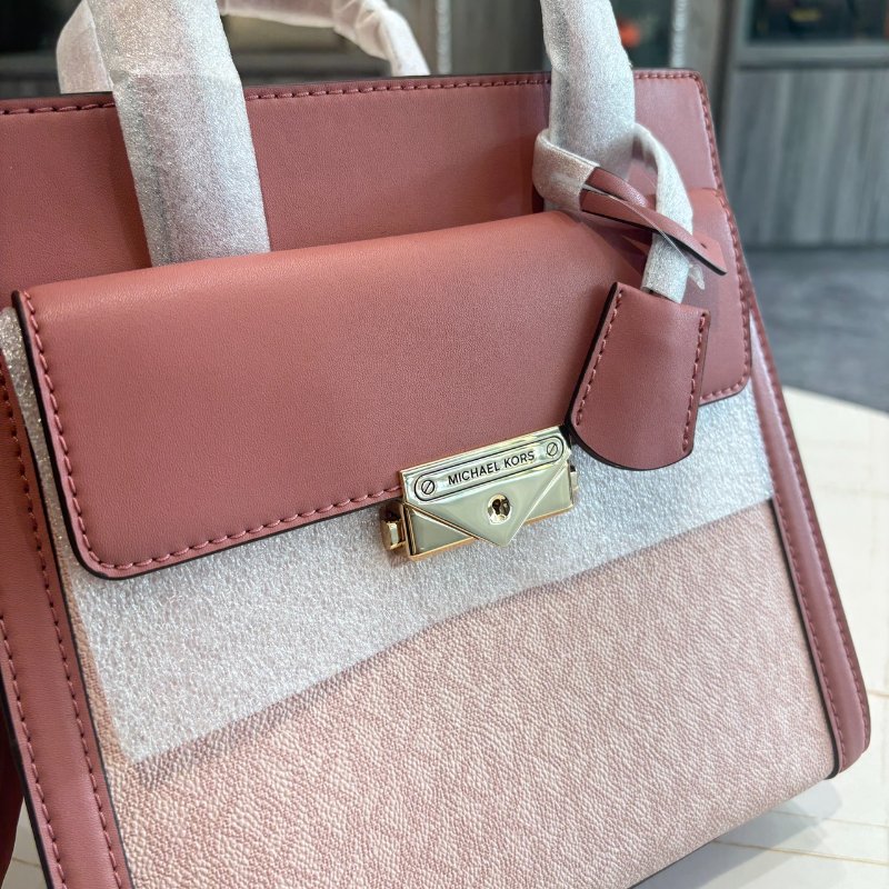 *SHIHNA名牌精品* MK Cece 金色壓扣鎖頭前口袋雙色老花斜背/手提包-1