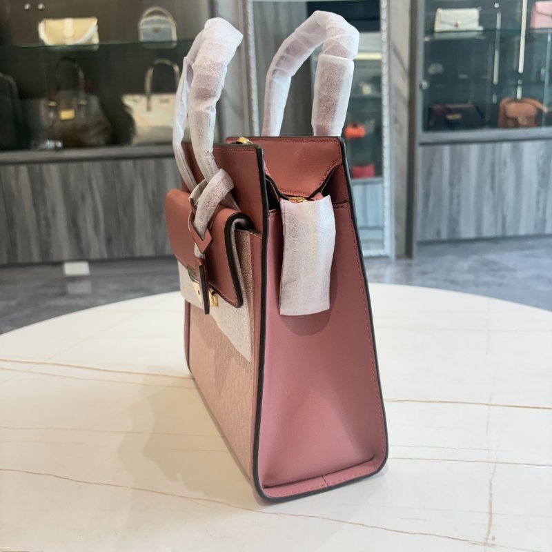 *SHIHNA名牌精品* MK Cece 金色壓扣鎖頭前口袋雙色老花斜背/手提包-2