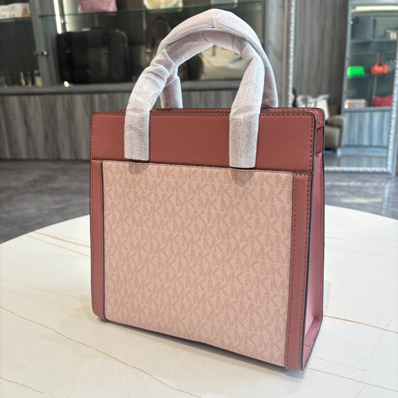 *SHIHNA名牌精品* MK Cece 金色壓扣鎖頭前口袋雙色老花斜背/手提包-3