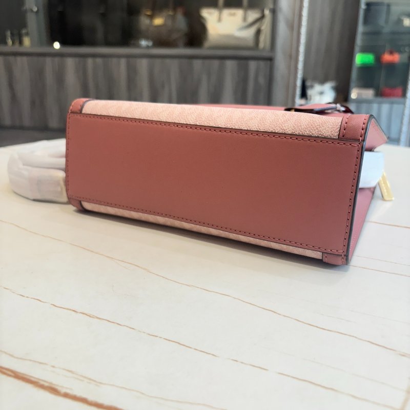 *SHIHNA名牌精品* MK Cece 金色壓扣鎖頭前口袋雙色老花斜背/手提包-6