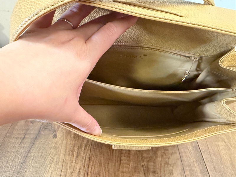 Chanel vintage 經典皮革斜挎包Vintage Chanel Tan Pebble Leather Shoulder Bag-14