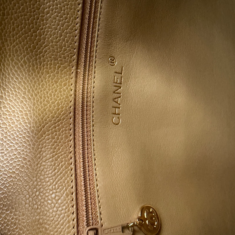 Chanel vintage 經典皮革斜挎包Vintage Chanel Tan Pebble Leather Shoulder Bag-18