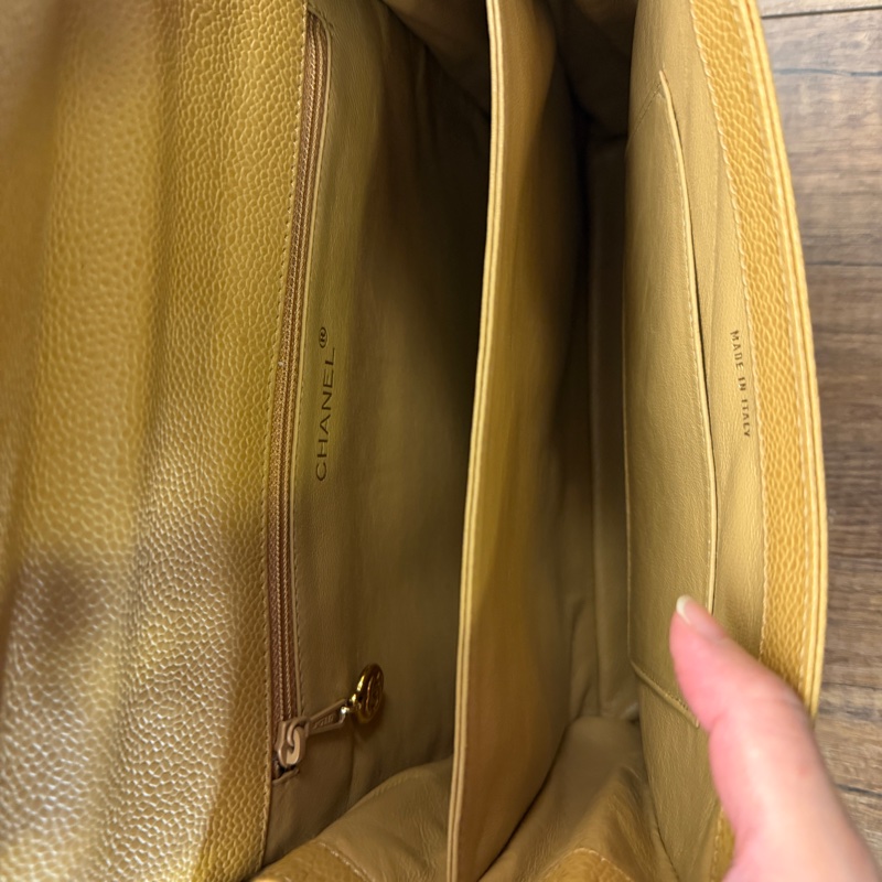 Chanel vintage 經典皮革斜挎包Vintage Chanel Tan Pebble Leather Shoulder Bag-4