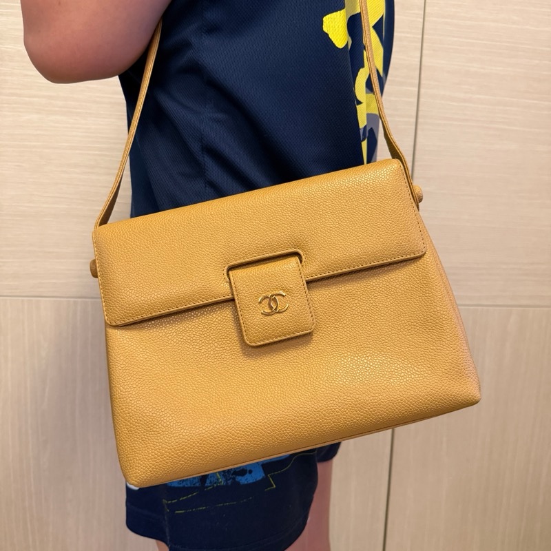 Chanel vintage 經典皮革斜挎包Vintage Chanel Tan Pebble Leather Shoulder Bag-5