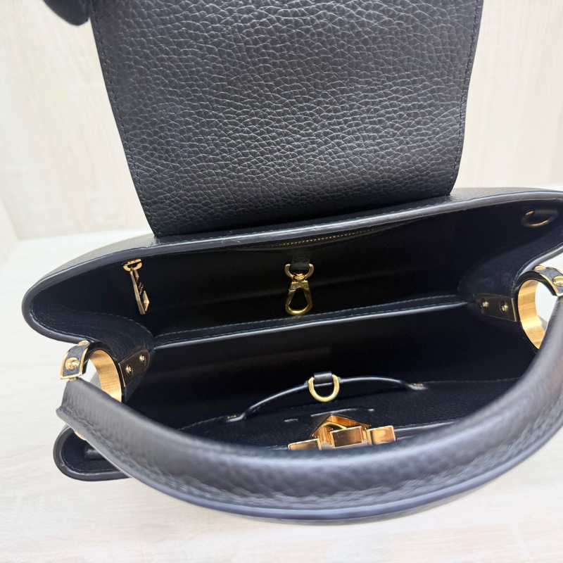 LV黑色牛皮拚黑白花卉造型Capucines MM/ M53850-12