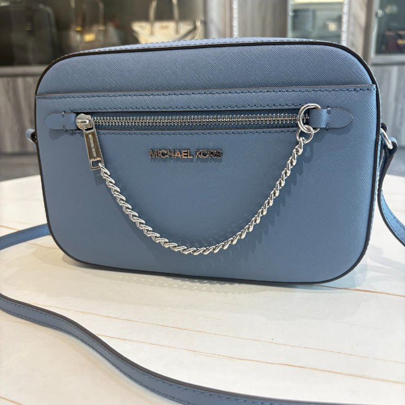 *SHIHNA名牌精品* MK 銀字Logo防刮皮革銀鏈妝點斜背/手提方包-0