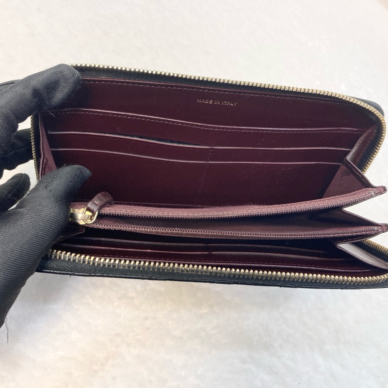 香奈兒長夾Chanel黑金荔紋皮拉鏈長夾A50097-22