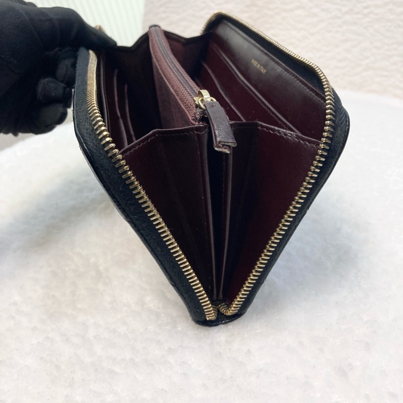 香奈兒長夾Chanel黑金荔紋皮拉鏈長夾A50097-23