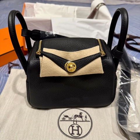 Hermes mini Lindy 二代 黑金 最新K刻 全新全配
