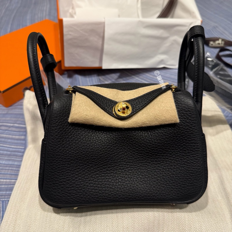 Hermes mini Lindy 二代 黑金 最新K刻 全新全配-2