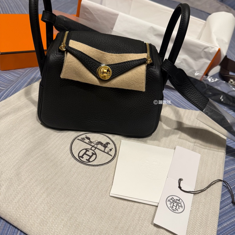 Hermes mini Lindy 二代 黑金 最新K刻 全新全配-3