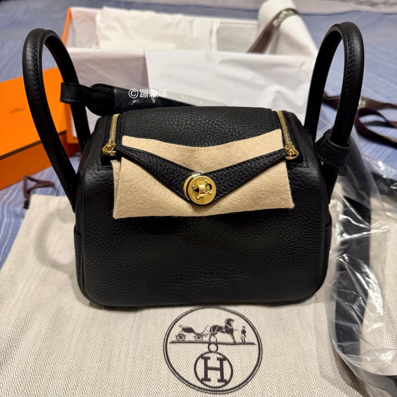 Hermes mini Lindy 二代 黑金 最新K刻 全新全配-5