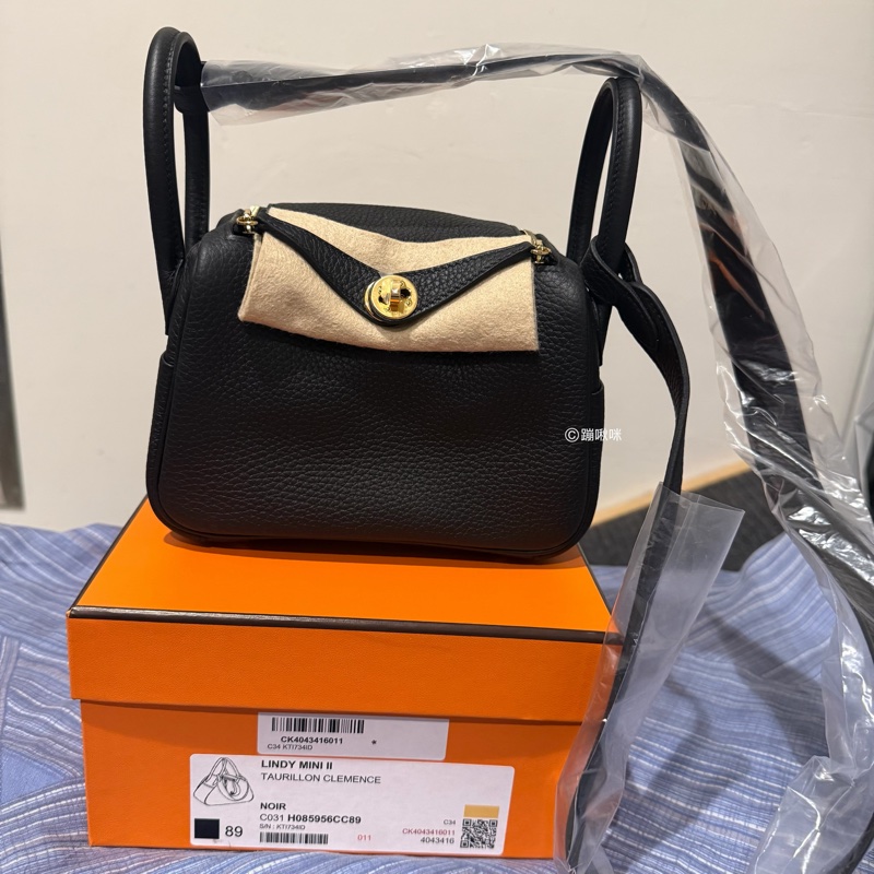 Hermes mini Lindy 二代 黑金 最新K刻 全新全配-29