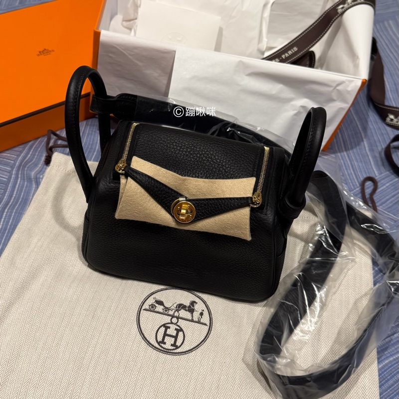 Hermes mini Lindy 二代 黑金 最新K刻 全新全配-30