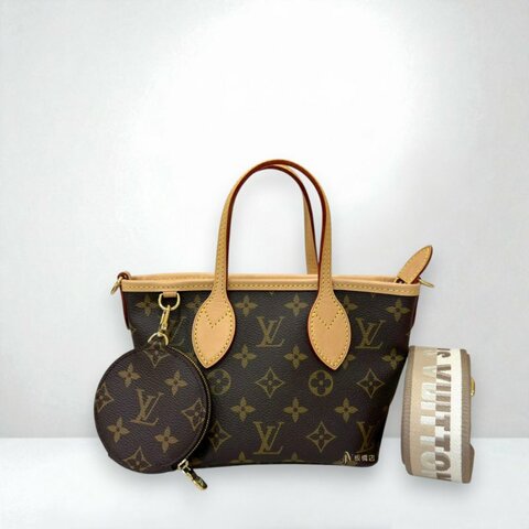 JS1212-LV包包 Neverfull BB原花奶茶色寬背帶托特包 M46705