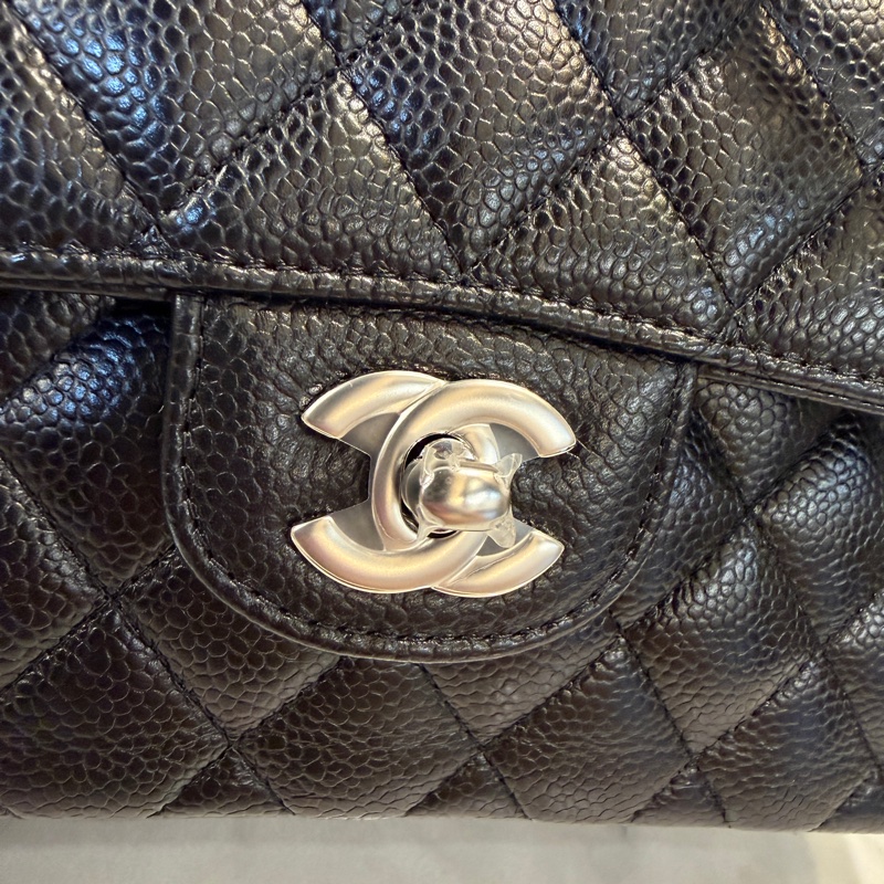 Chanel 黑荔枝牛皮銀釦Coco23-1