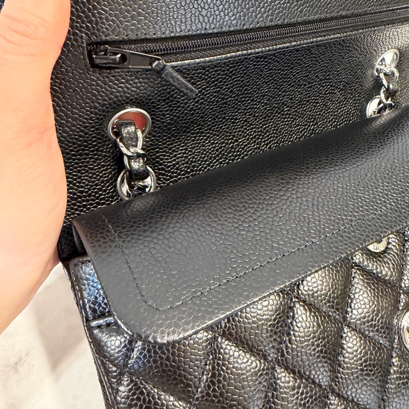 Chanel 黑荔枝牛皮銀釦Coco23-10