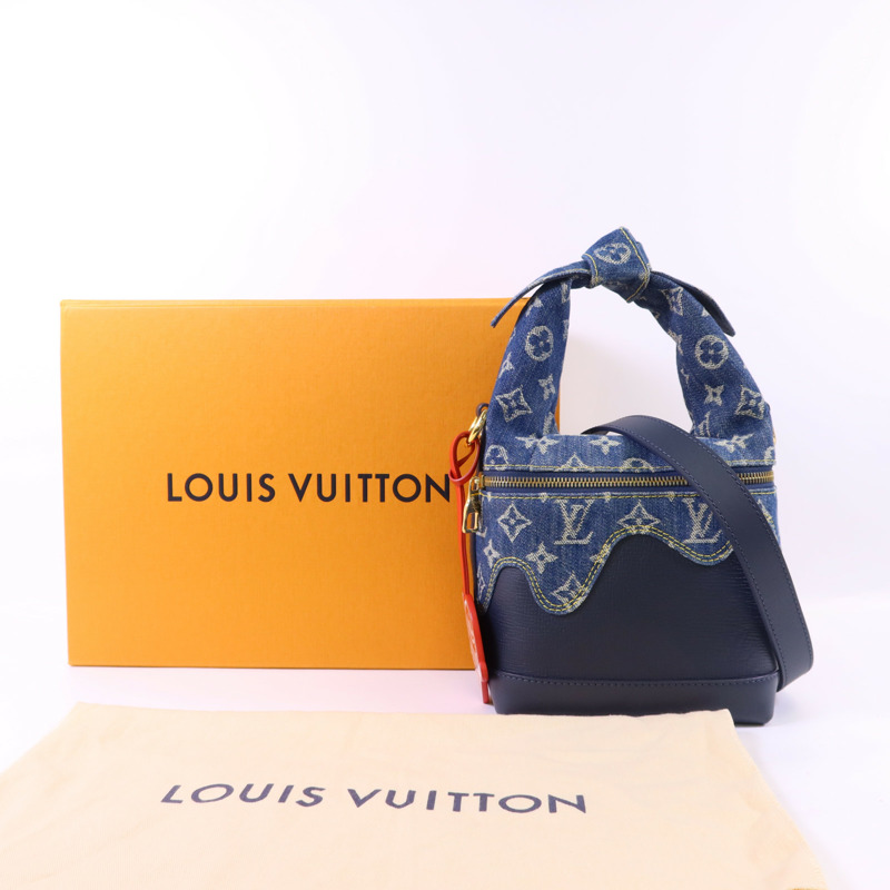 LOUIS VUITTON NIGO Monogram Denim Cruiser金扣手挽肩背兩用袋-16