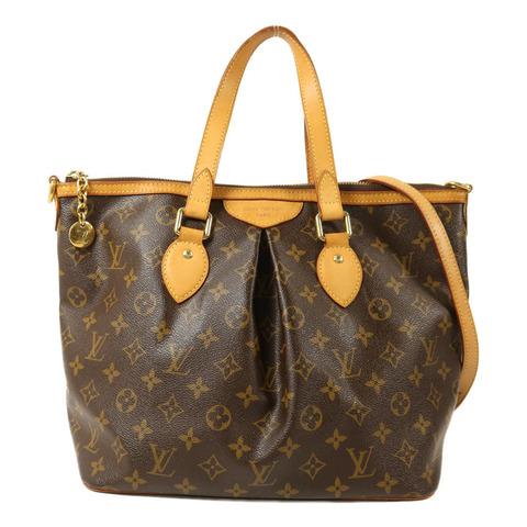 LOUIS VUITTON Monogram Palermo PM金扣手挽肩背兩用袋棕色