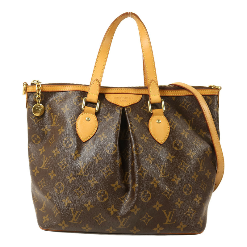 LOUIS VUITTON Monogram Palermo PM金扣手挽肩背兩用袋棕色-0