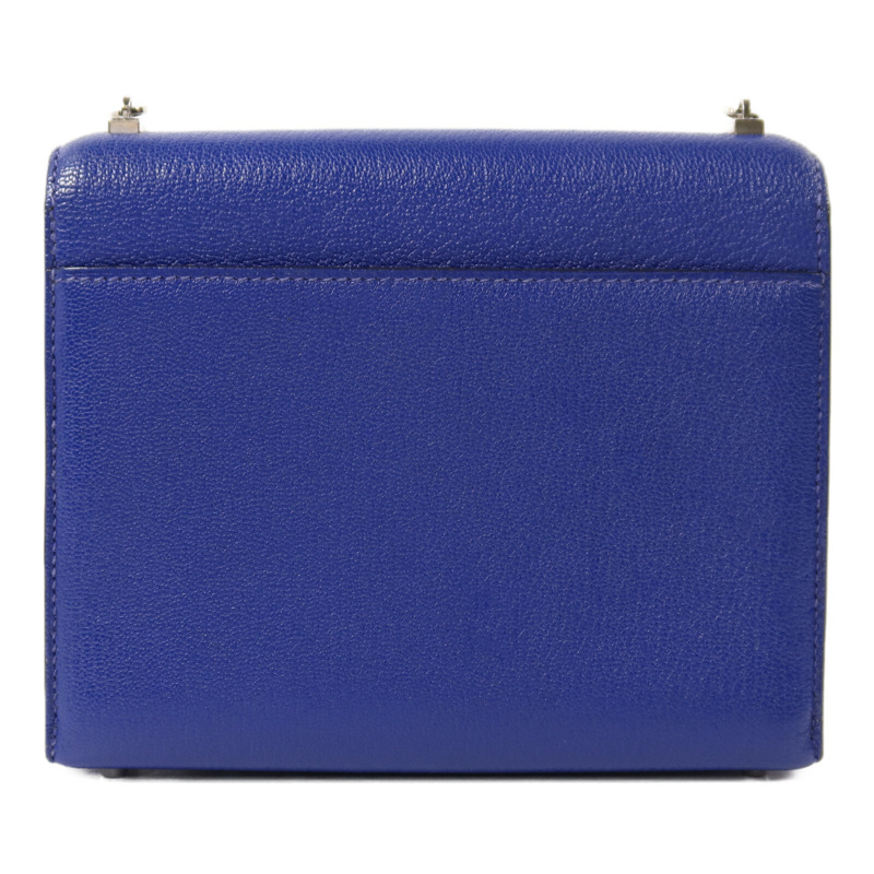 HERMES Chevre皮革Verrou Mini銀扣鏈帶肩背袋Bleu Electrique-1