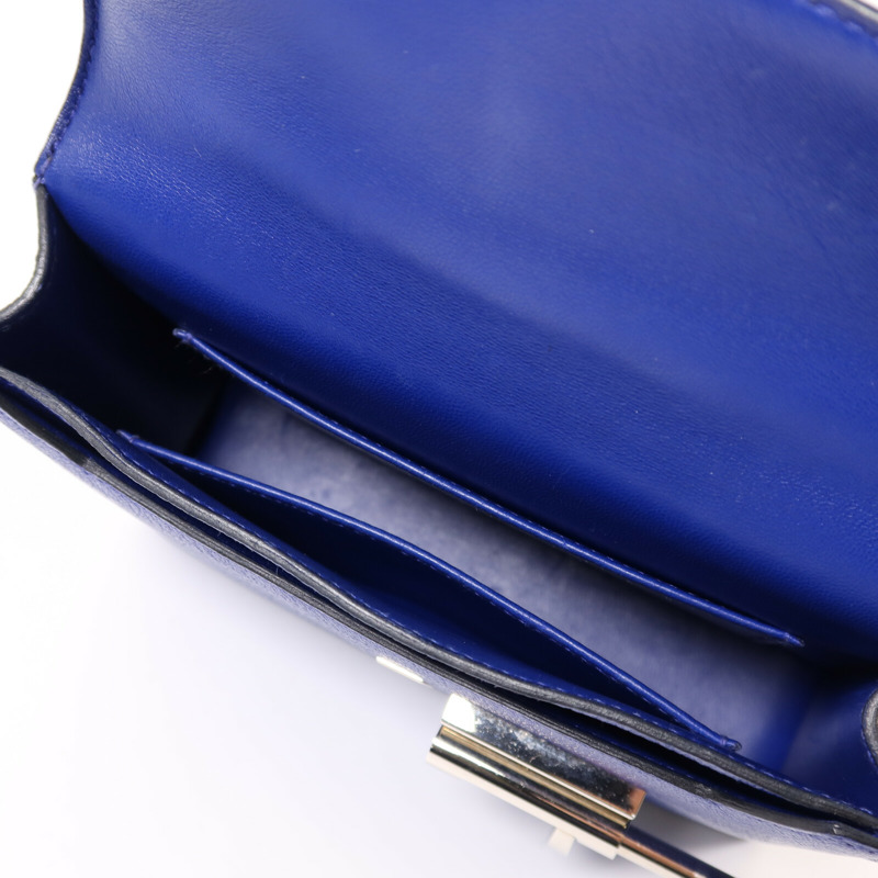HERMES Chevre皮革Verrou Mini銀扣鏈帶肩背袋Bleu Electrique-4