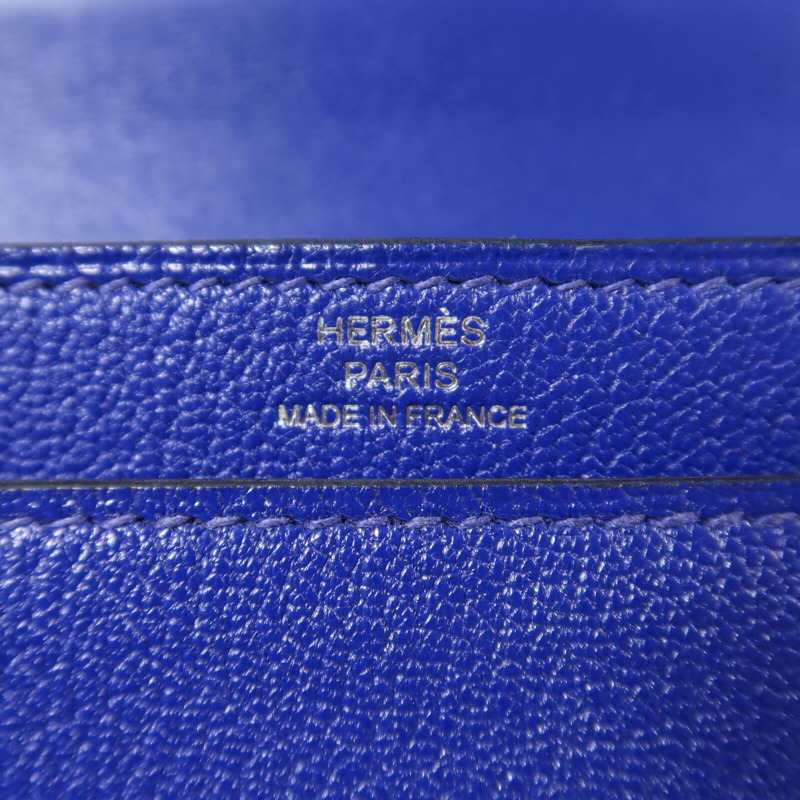 HERMES Chevre皮革Verrou Mini銀扣鏈帶肩背袋Bleu Electrique-5