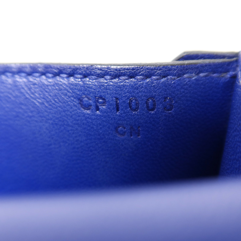 HERMES Chevre皮革Verrou Mini銀扣鏈帶肩背袋Bleu Electrique-6