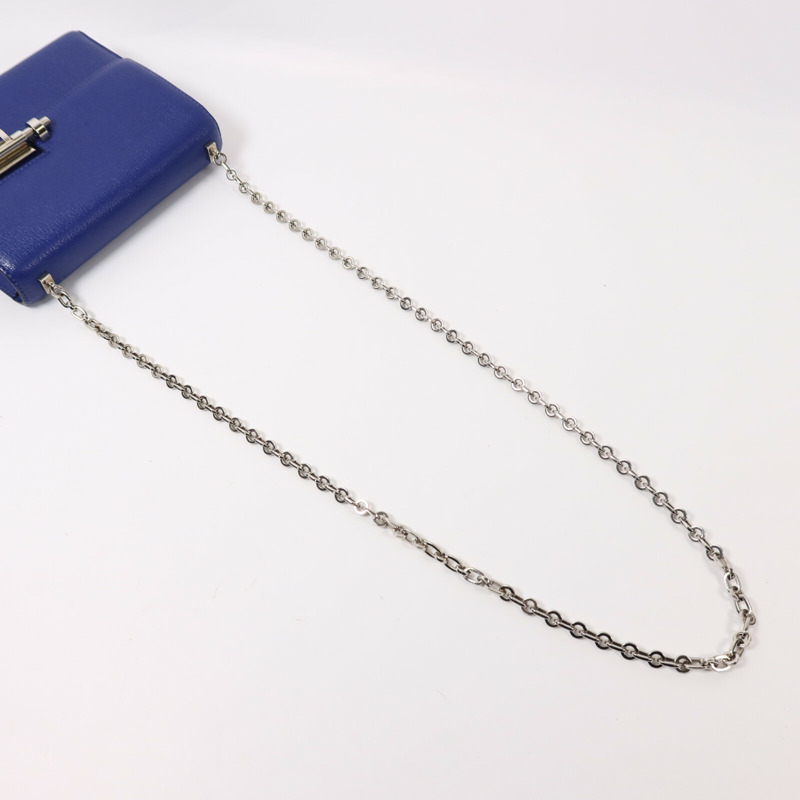 HERMES Chevre皮革Verrou Mini銀扣鏈帶肩背袋Bleu Electrique-7