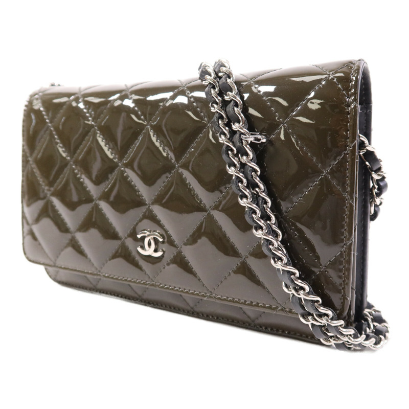 CHANEL 漆皮皮革WOC Wallet On Chain銀扣鏈帶肩背袋-2