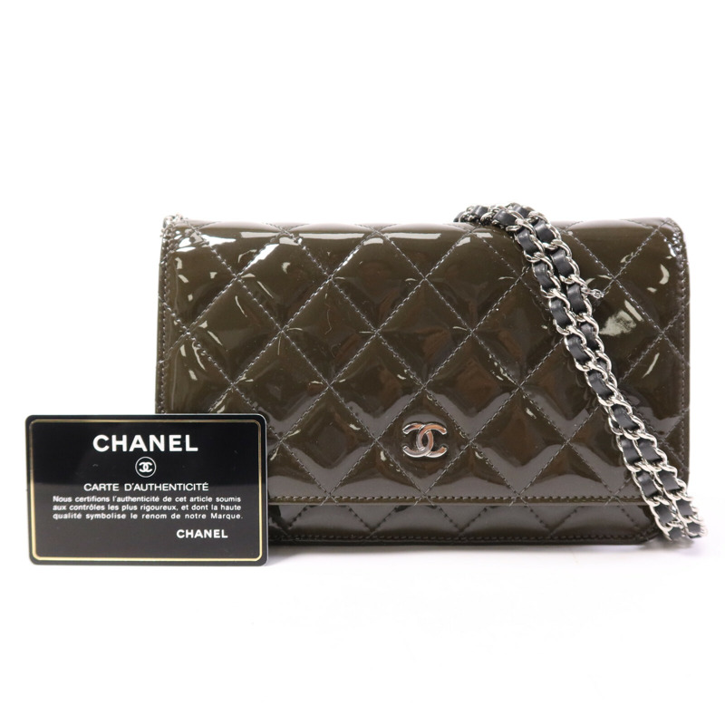CHANEL 漆皮皮革WOC Wallet On Chain銀扣鏈帶肩背袋-8