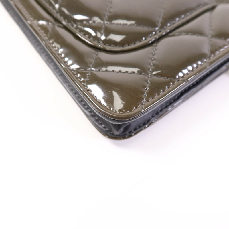 CHANEL 漆皮皮革WOC Wallet On Chain銀扣鏈帶肩背袋-11