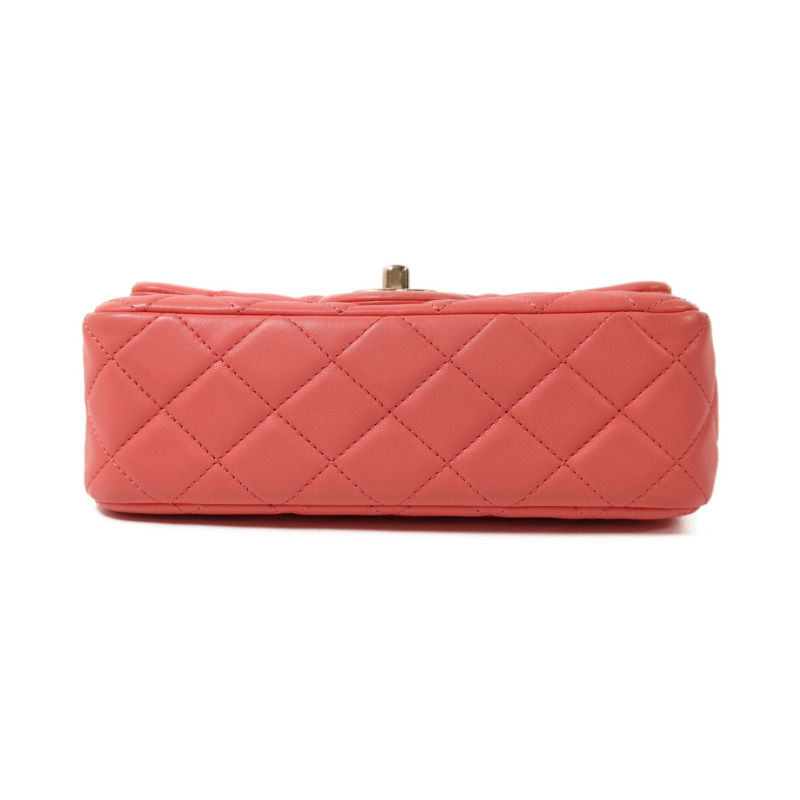 CHANEL 羊皮皮革Mini Classic 20金扣鏈帶肩背袋-3