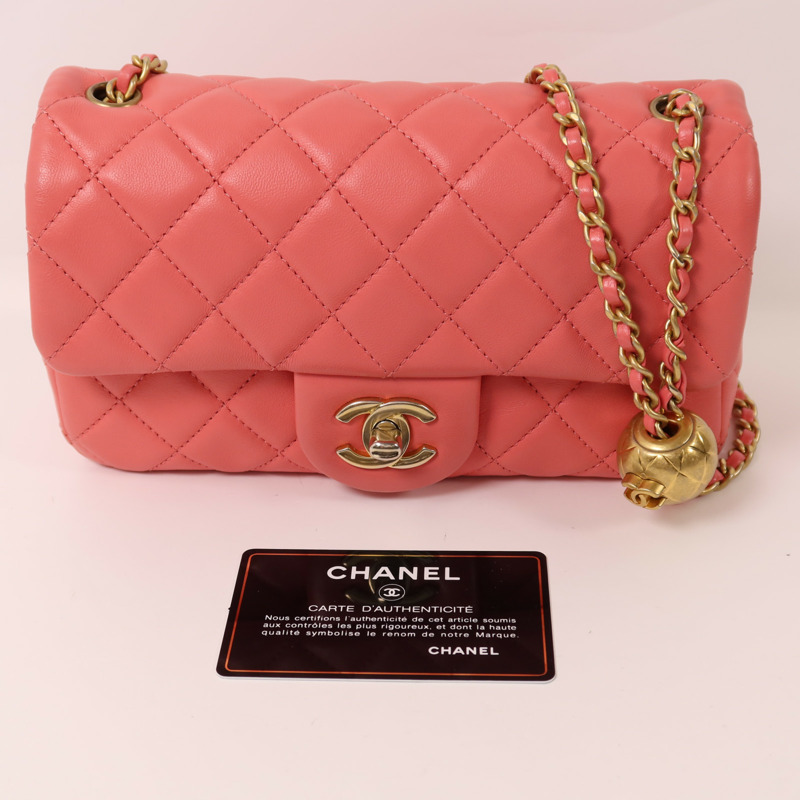 CHANEL 羊皮皮革Mini Classic 20金扣鏈帶肩背袋-9