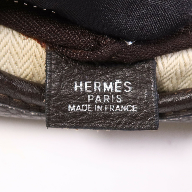 HERMES Togo皮革Massai銀扣肩背袋Chocolate-12