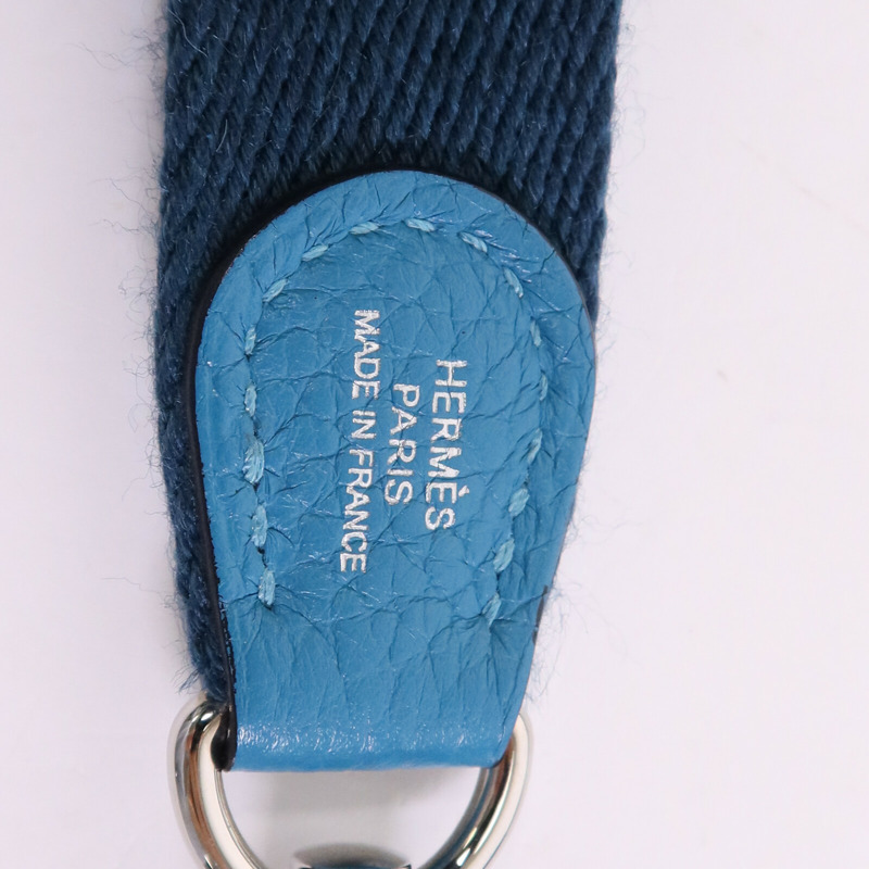 HERMES Clemence皮革Evelyne TPM銀扣肩背袋Turquoise-5