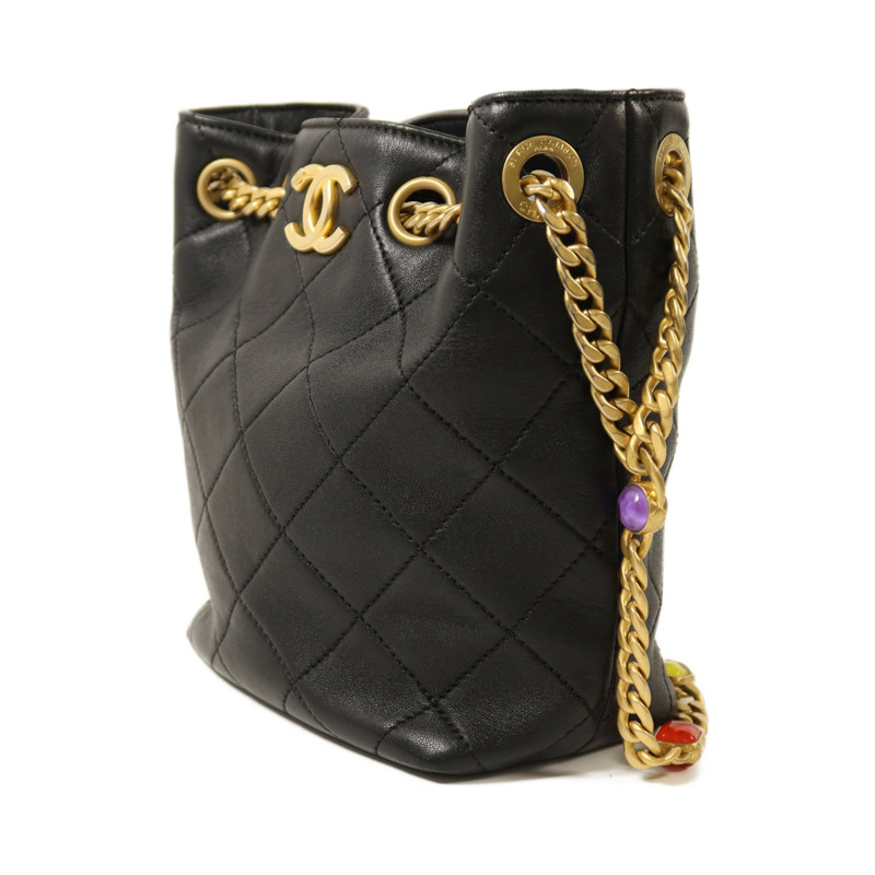 CHANEL 牛皮皮革Chain Shoulder金扣鏈帶肩背袋-2