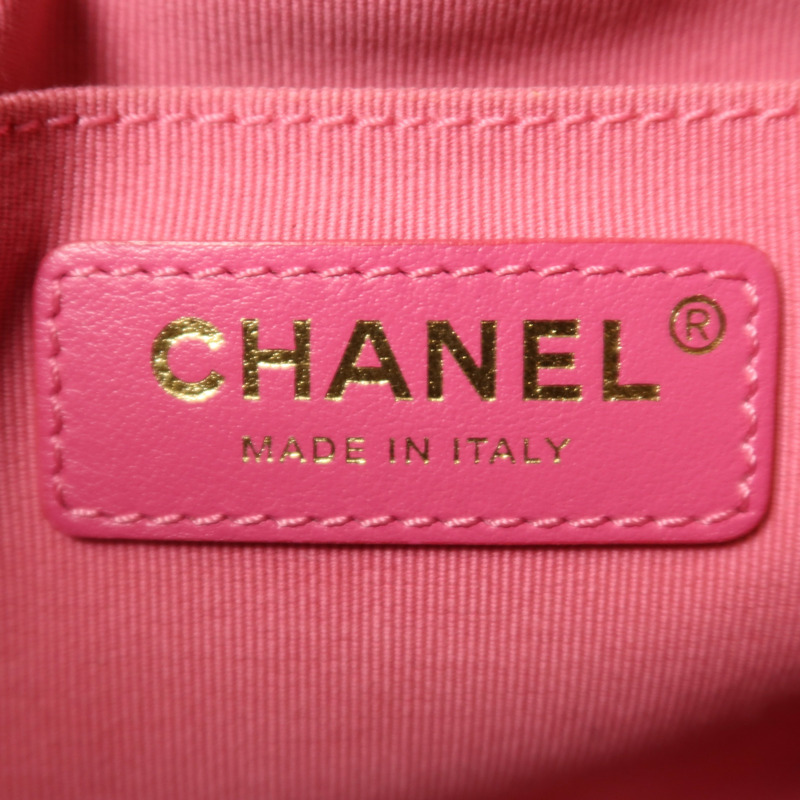 CHANEL 牛皮皮革Chain Shoulder金扣鏈帶肩背袋-5