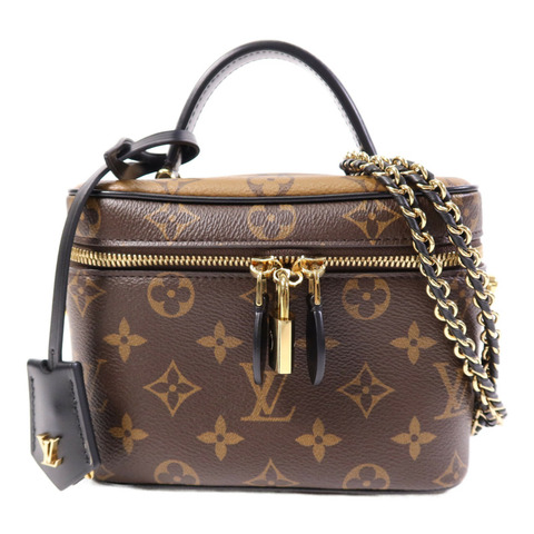 LOUIS VUITTON Monogram Reverse Vanity PM金扣手挽肩背兩用袋棕色