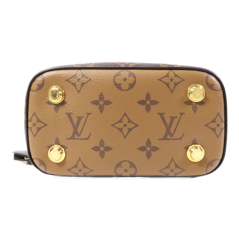 LOUIS VUITTON Monogram Reverse Vanity PM金扣手挽肩背兩用袋棕色-3