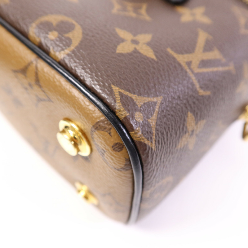 LOUIS VUITTON Monogram Reverse Vanity PM金扣手挽肩背兩用袋棕色-8