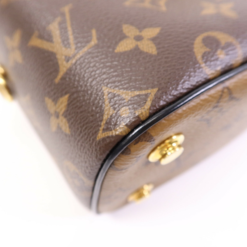 LOUIS VUITTON Monogram Reverse Vanity PM金扣手挽肩背兩用袋棕色-9