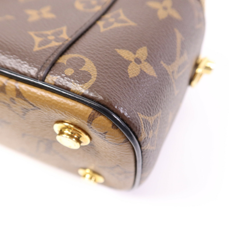 LOUIS VUITTON Monogram Reverse Vanity PM金扣手挽肩背兩用袋棕色-10