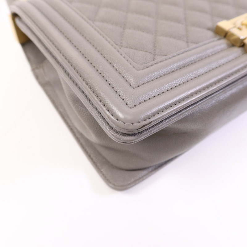 CHANEL 牛皮皮革Boy 25金扣鏈帶肩背袋-5