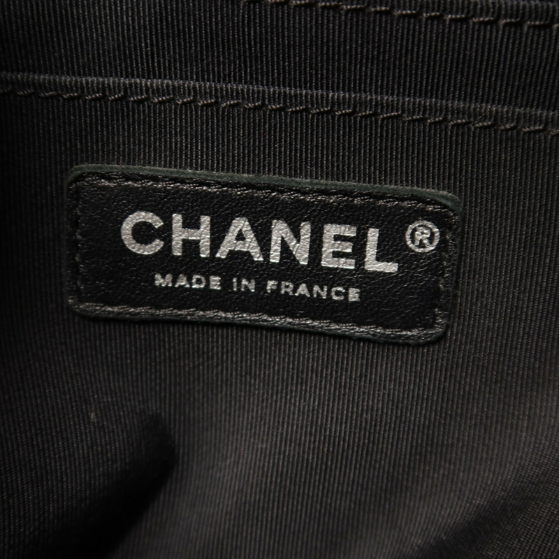 CHANEL 羊皮皮革Chain Shoulder銀扣鏈帶手挽肩背兩用袋-5