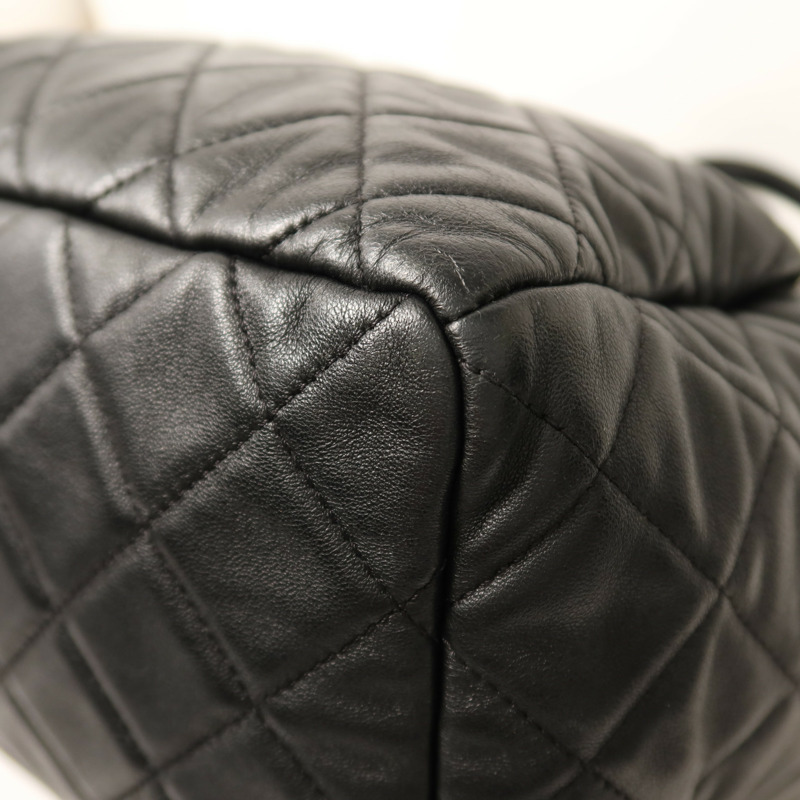 CHANEL 羊皮皮革Chain Shoulder銀扣鏈帶手挽肩背兩用袋-12