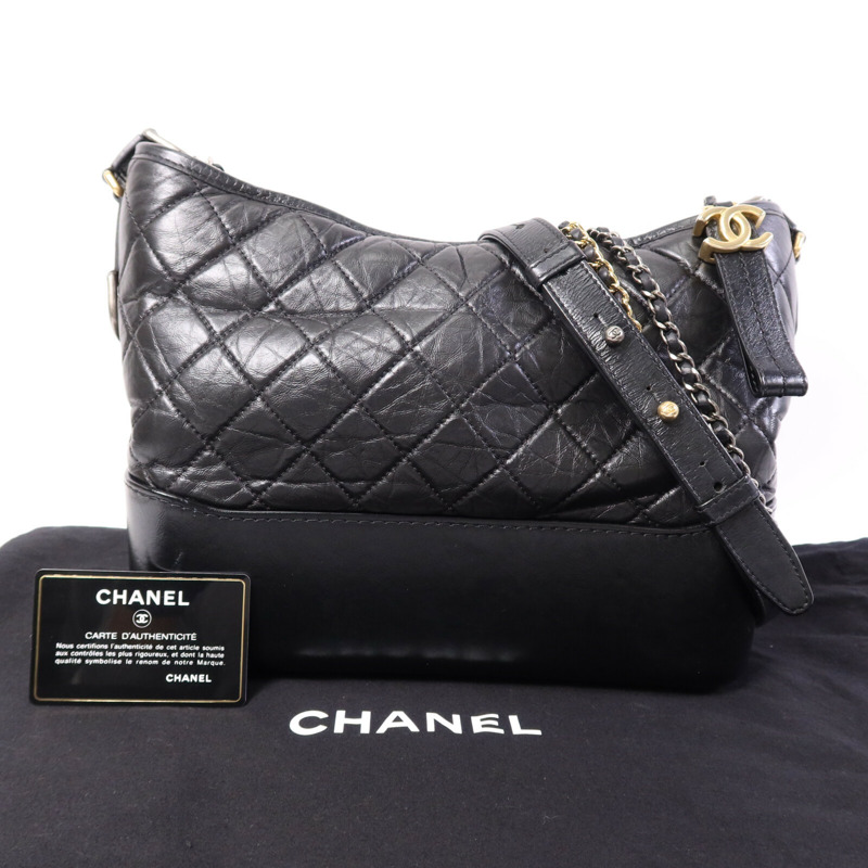 CHANEL 牛皮皮革Gabrielle Medium鏈帶肩背袋-17